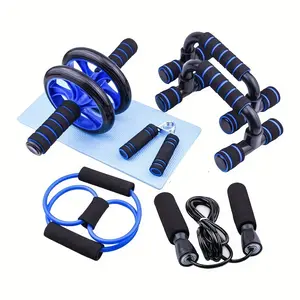 8-in-1 Multifunctional Home Gym Equipment Set, Full Body Fitness Kit with Resistance Bands, Push Up Bars, Ab Roller & Jump Rope, Portable Training Gear for Home Workout, Strength Training Equipment, Home Gym Package