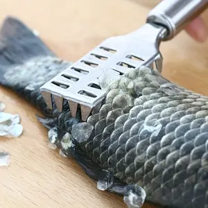 Stainless Steel Fish Scale Remover Tool with Ergonomic Handle Fish Scaler and Scraper for Easy Fish Cleaning Kitchen and Outdoor Use