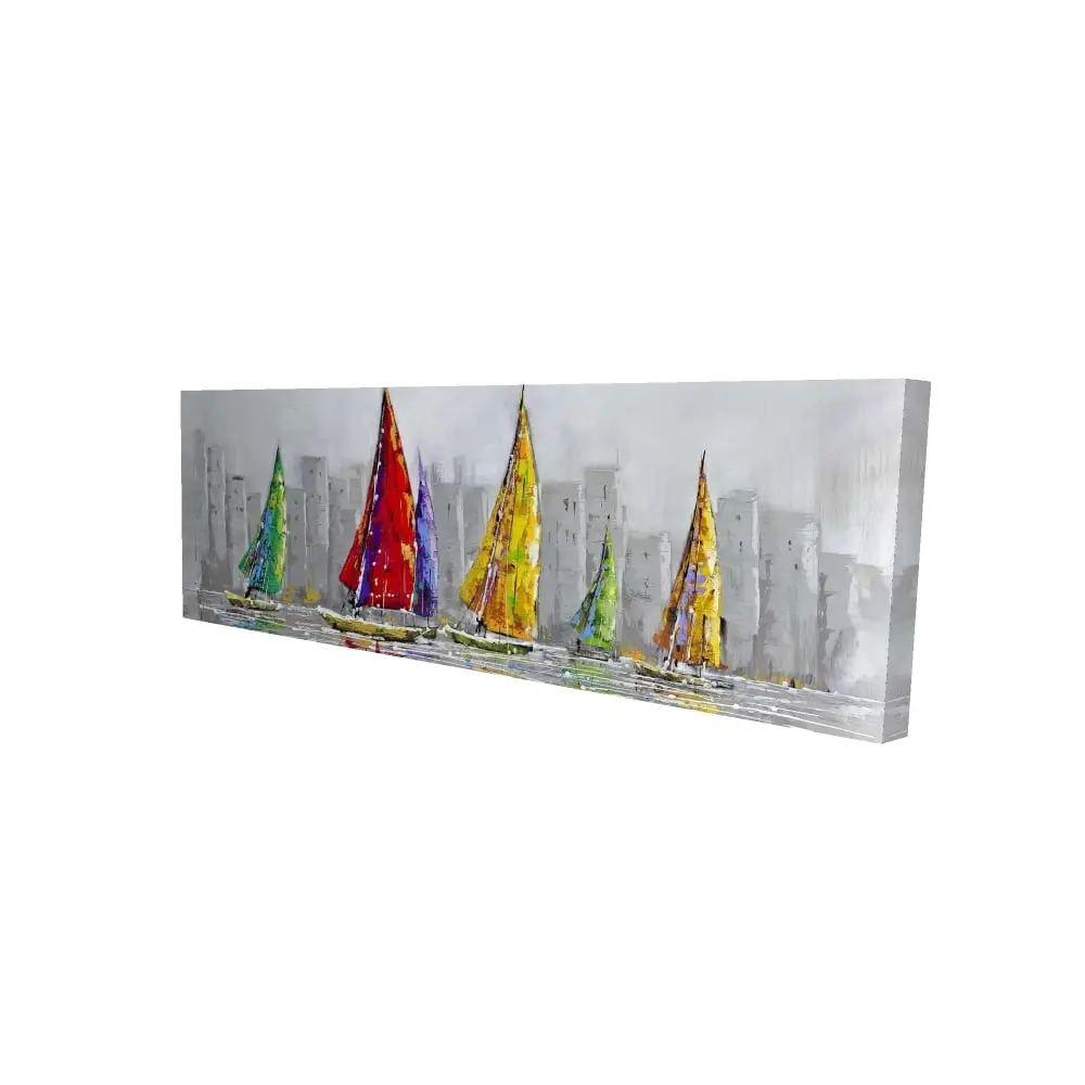 Begin Home Decor 2080-1648-CO5 16 x 48 in. Sailboats in the Wind Canvas - Contemporary Bedroom Wall Art