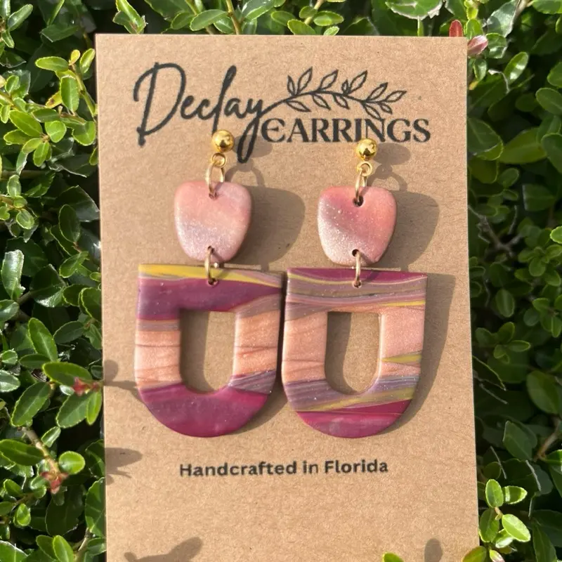Marbled Bells! - Statement Earrings - Super Lightweight Hook Earrings, Unique Polymer Clay Design, Waterproof & Durable, Perfect Gift