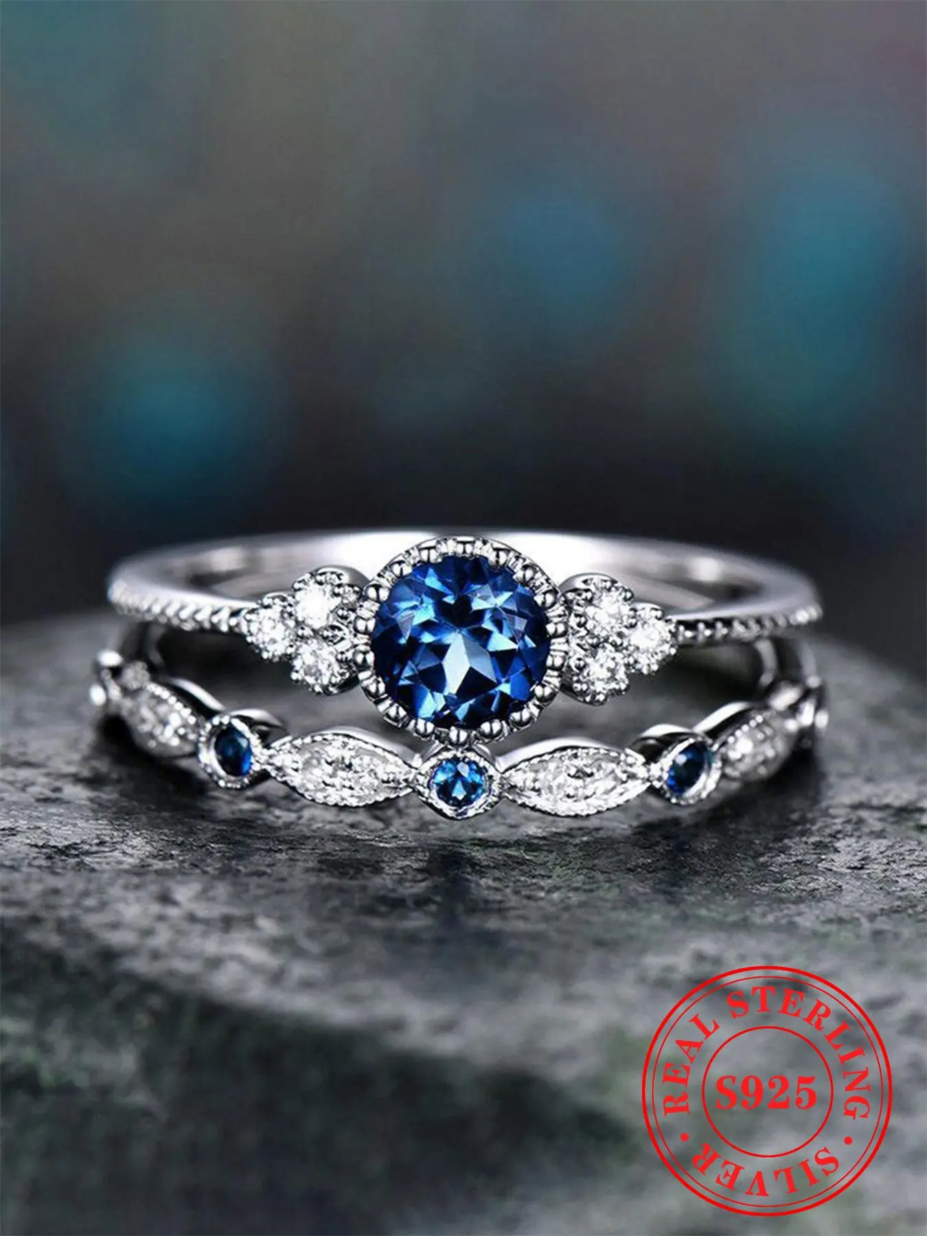 S925 Sterling Silver Luxurious Artificial Gemstone Decorated Rings, Elegant Fashion Rings, Engagement Rings Set, Bridal Ring, Elegant Gorgeous Jewelry for Wedding, Party, Daily Clothing Decor for Women Beautiful Rings