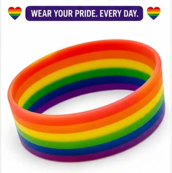 Rainbow Silicone Bracelet, LGBTQ+ Jewelry, Gay Pride Inspirational Support Diversity Inclusivity