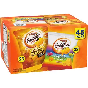 Pepperidge_Farm Variety Pack Goldfish (Xtra Cheddar and Colors from Plants), 0.9 oz., 45 Snack Pack. Crunchy