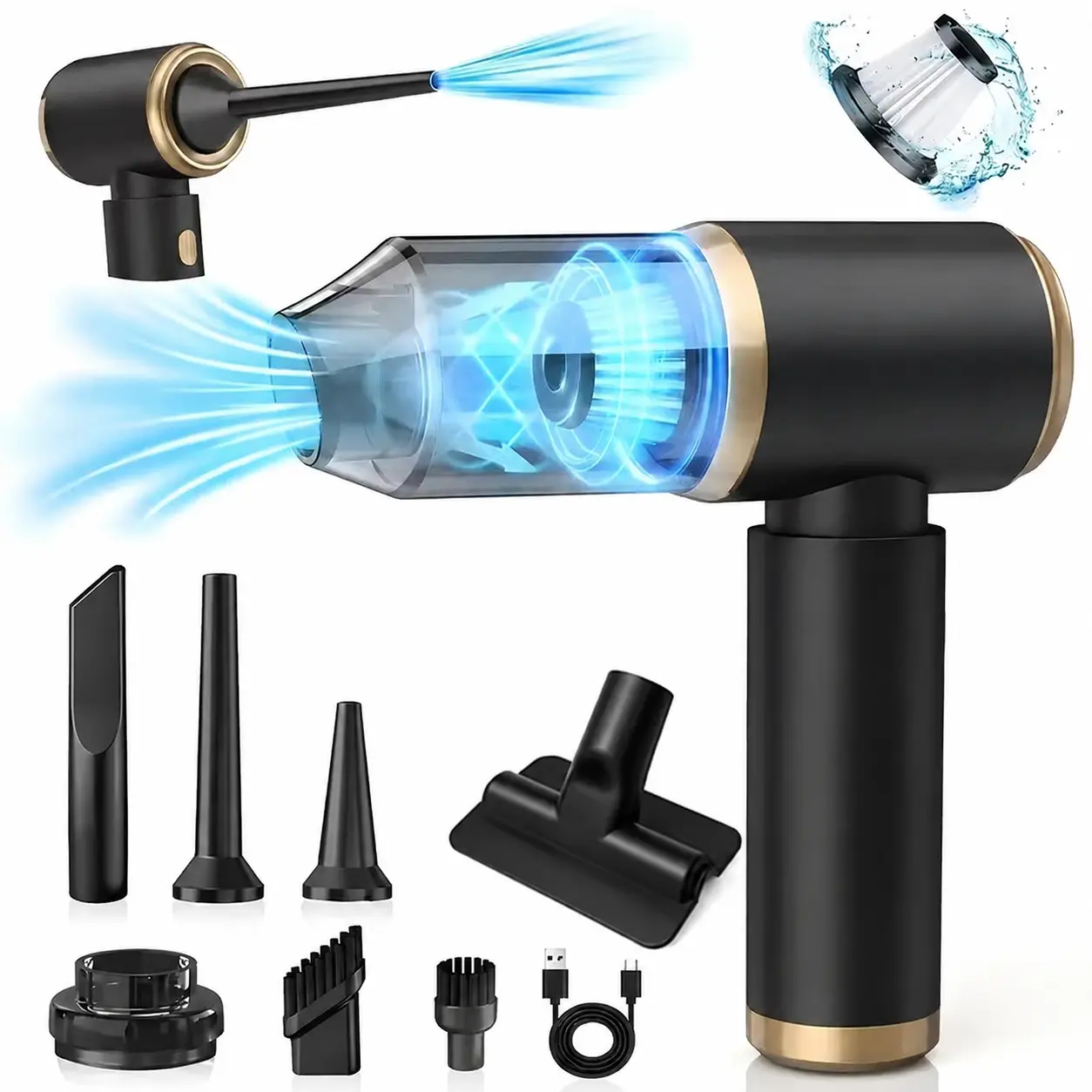 Cordless Vacuum Cleaner with Strong Suction - Portable Handheld Tool with Air Blower for Auto Detailing, Home Cleaning & Pet Hair Removal, Vacuum Suction, Cars Accessories, Car Cleaning Kit