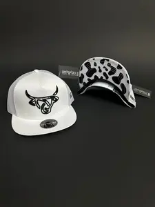 Lost Calf White SnapBack Hat with Cow Print Design, Featuring White and Black Patterns, Casual Style, Adjustable Fit