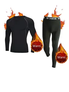 Men's Warm Winter Sports Underwear Set, Outdoor Skiing Casual Wear, Elastic Compression, Quick-Dry Breathable Fabric