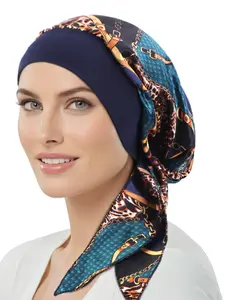 Floral Satin Headscarf Cap, Hijab Turban, Muslim Turban, Wide Brim Elastic Sleep Hat, Adjustable Pirate Style Wraparound Hat, Comfortable Sleeping Accessory