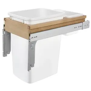 Rev-A-Shelf Single Pull Out Top Mount Trash Can 35 Qt, White, 4WCTM-12DM1-175