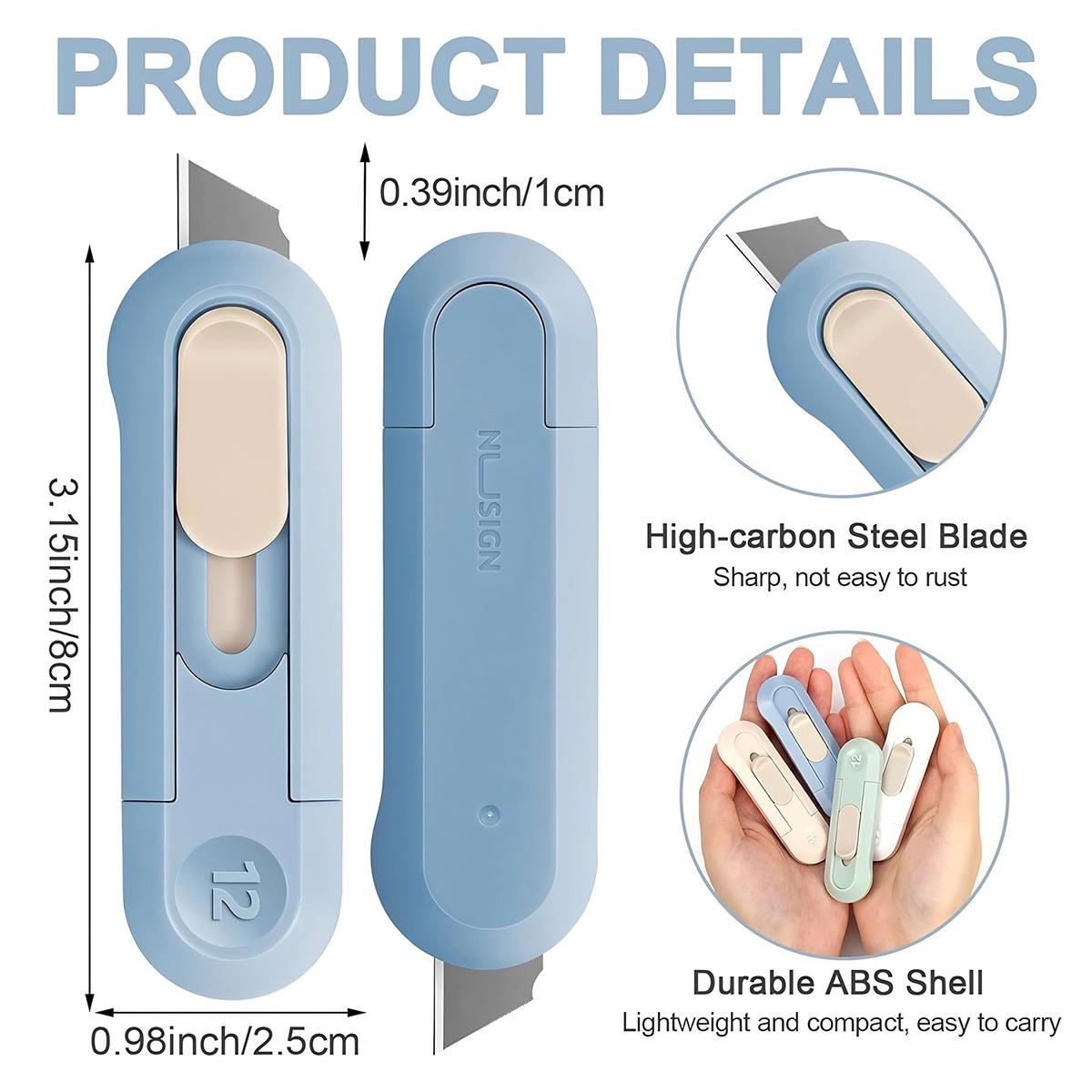 Fogepix Retractable Box Cutter, Mini Box Opener Utility Knife, Convenient and Handy Cutting Solution Envelope Opener for opening daily express boxes, packages, paper tapes and more