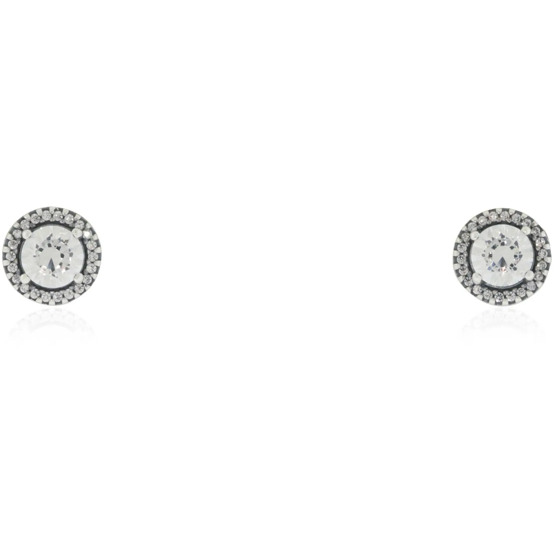 Pandora Sterling Silver Round Clear CZ Earrings - 296272CZ