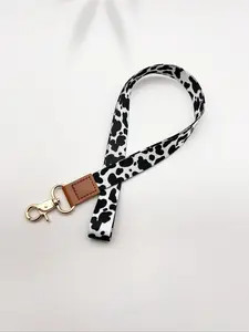 Leopard Print Keychain Wristband, Chic Classic PU Leather Car Key Ring, Fashionable Bag Charm, Unisex 360 Degree Rotating Anti-Lost Design, Keychain For Bags