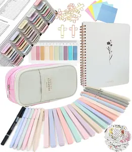 Bible Study Supplies Journaling Kit with Tabs and Highlighter, Notebook and Pen Case, Bible Annotation kit, Bible Study Group Essentials Accessories Set for Women Students Beginner Christian Gifts
