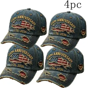 250 Anniversary USA Hat - Retro Embroidered 250th Anniversary Baseball Cap Golf Dad Hat Adjustable Original Classic Hat Cap Blue Men Women Dad Hat-Unstructured Soft