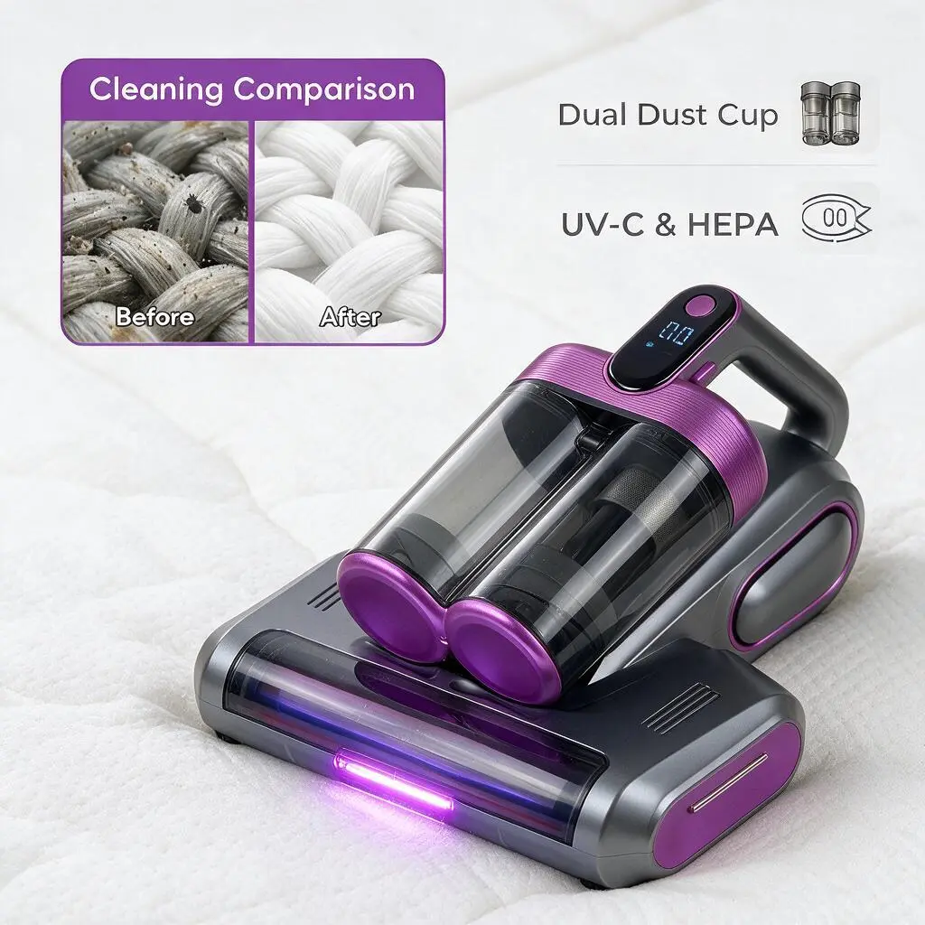 BackToSchool Bed Mattress Vacuum Cleaner Cordless 13Kpa Handheld Vacuum, Vacuum Cleaner with 253.7nm UV-C Light,HEPA Filter & Ultrasonic, Portable Vacuums for Bed Sofa Couch Crib Birthday Gifts for women men her