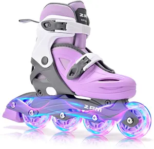 2PM SPORTS Inline Skates for Kids Girls Boys Ages 4-8 6-12 with Light Up Wheels, Adjustable Kids Roller Skates Blades for Youths Beginners