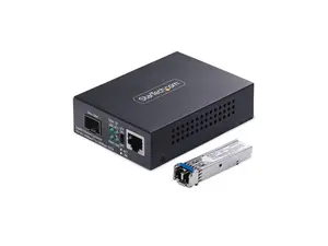 StarTech.com Gigabit Singlemode (SM) LC Fiber Media Converter, 10/100/1000 Mbps, 20km, RJ45 to LC, Full Metal, TAA Compliant