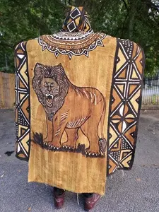 Lion King Mud Cloth Bogolanfini Hoodie Agbada Robe-DPMC4016