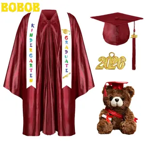 2026 Preschool Graduation Cap and Gown SetKindergarten Graduation Outfit With 7 Pcs Kindergarten Graduation Gown Cap 2026 Preschool Graduation Accessories Stole Tassel Sash Charm Bear Gifts