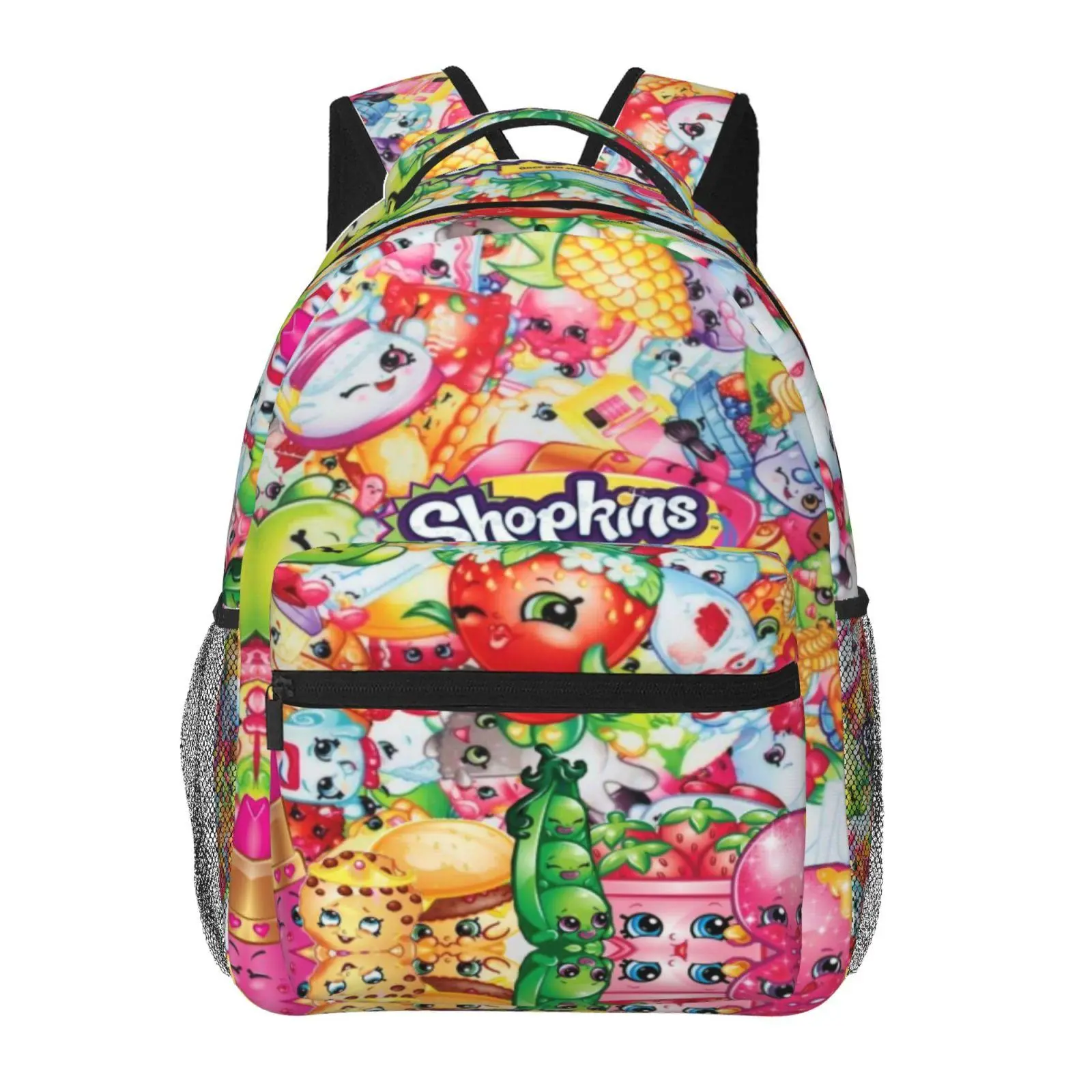 Cool Kids Shopkins backpacks for school—large capacity, all-over print; Shopkins laptop daypacks for daily campus use; durable, lightweight Shopkins school bags for teens and students