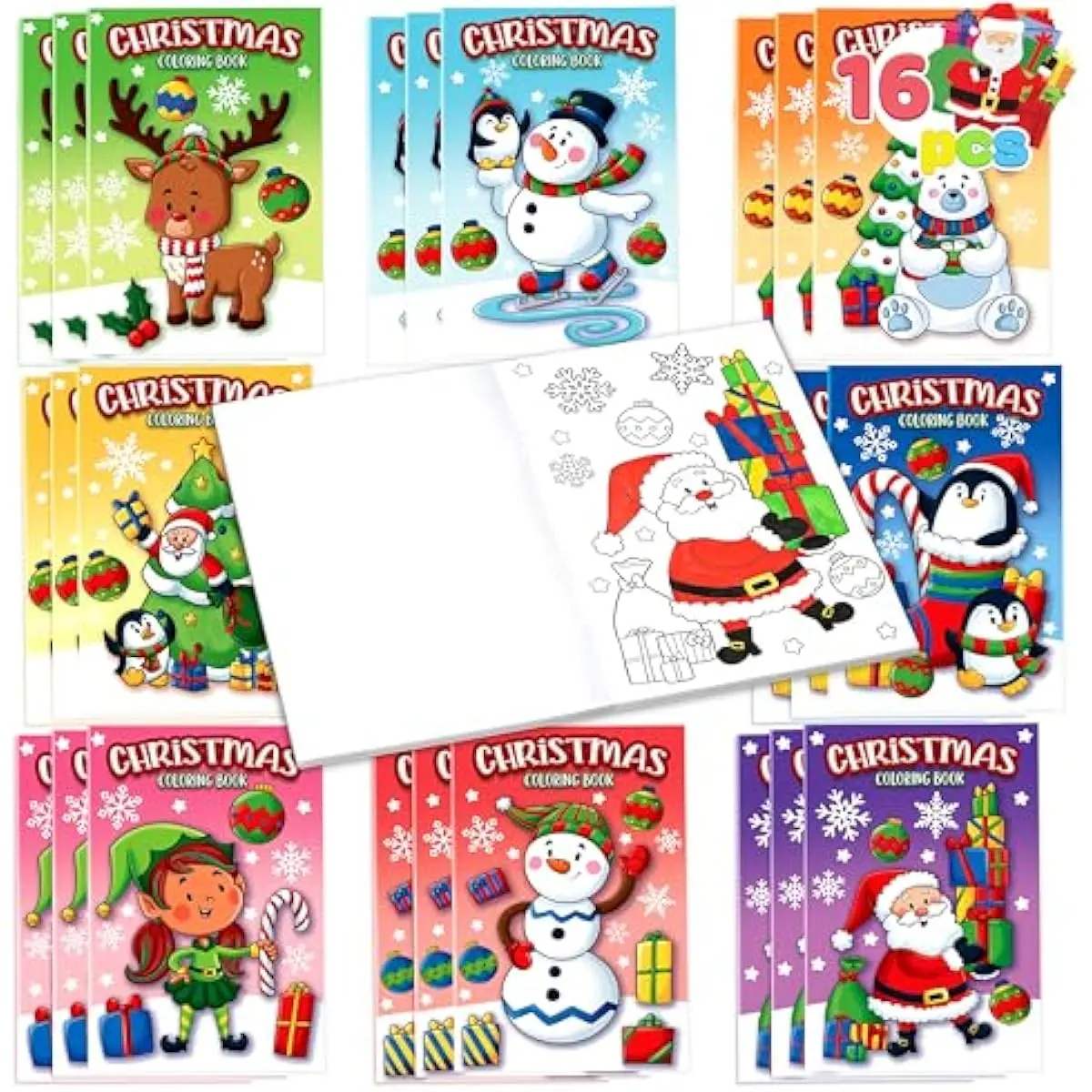 JOYIN 16 Pcs Christmas Coloring Book Books for Kids, Stocking Stuffers Xmas Party Favors Christmas Party Supplies Christmas Presents Mini Books Classroom Games Kids Christmas Goodie Bag Fillers
