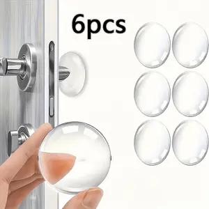 6-Pack Shock-Absorbing Door Stopper, Transparent Self-Adhesive Door Knob Wall Protector, Easy Installation, Reusable Plastic Material, Door Protectors