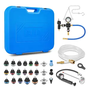 DNA MOTORING 28pcs Radiator Coolant Pressure Tester Vacuum Refill Tool Kit for Most Vehicles,with Carrying Case,Blue,TOOLS-00316