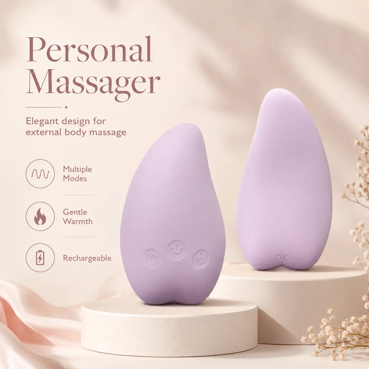 Handheld Body Massager with Warming & Adjustable Vibrations for Tension Relief - Ergonomic, Skin-Friendly Personal Care Tool for Relaxation, Adjustable Relaxing, Compact