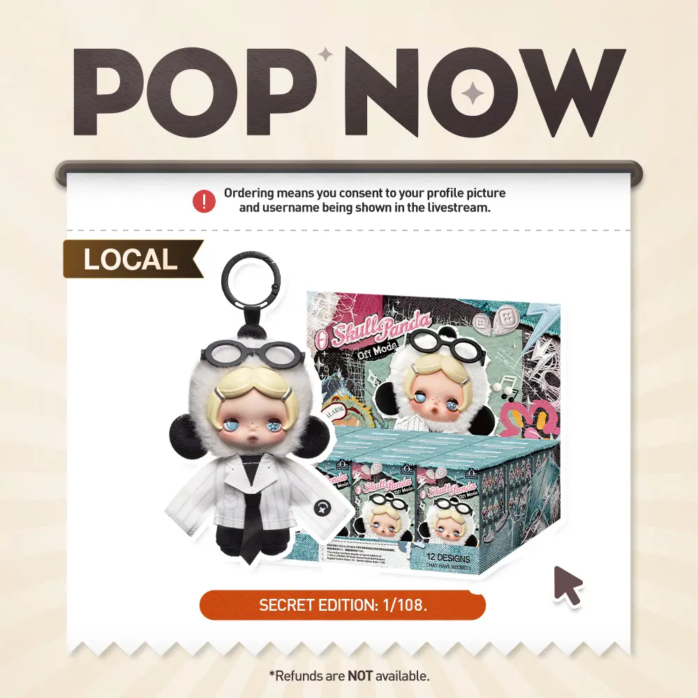 [POP NOW] POP MART θ SKULLPANDA Off Mode Series Plush Doll Pendant Blind Box-WHOLE SET[Ship by Aug.18th]