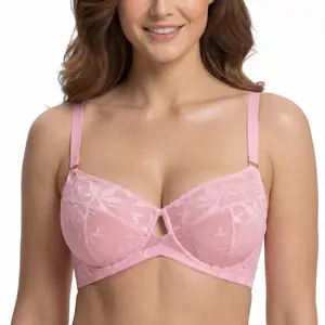 HSIA Petalia Plus Size  Unlined Seamless Semi Sheer Lace Underwire Balconette Demi No Padded Bra with High Elastic Fabric Delicate Lace Trim Cutout & Convertible Multiway Adjustable Straps