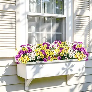 15 Pcs Artificial Fake Pansy Flowers for Outdoor, Faux Silk Pansies Spring Flowers for Outside for Planter Front Door Porch Yard Patio Window Box Home Decor ( Purple, Yellow, White)
