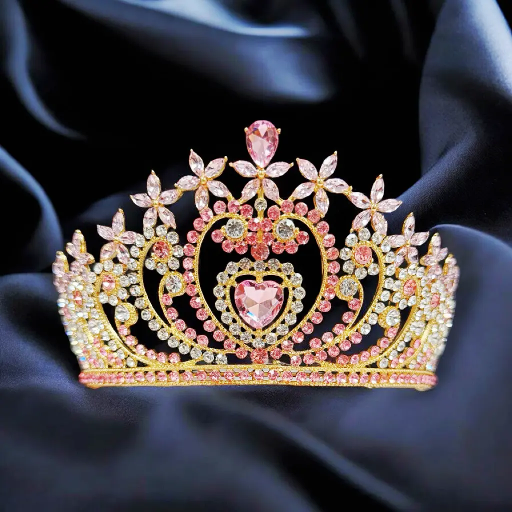 Female Heart Shape Queen of Hearts Tiara - Fairy Crown Hair Accessory for Halloween Costume, Theatrical Plays, Parties, Quinceanera Birthday Gift & Special Events