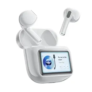 【Daruiy】W12 Touchscreen Earphones Bluetooth Touchscreen Earphones Touchscreen Earbuds ANC Noise Cancelling TWS Touchscreen Smart Bluetooth Earphones  Smart display headset Mini Earphones Wireless Bluetooth Earbuds Noise Cancelling Earbuds Audio Headphones