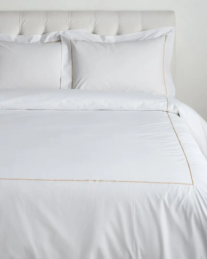Bellino Fine Linens Vicenza Percale Embroidery Line 3pc Duvet Set