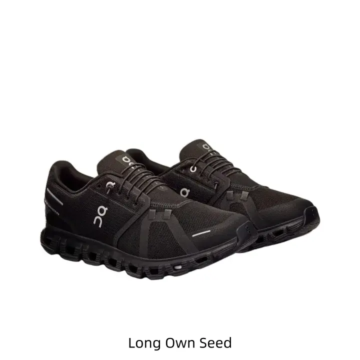 Lightweight performance trainer sneakers use quick-dry perforated woven mesh, matte black base with tiny silver contrast detailing, flexible hollow segmented rubber outsole, ideal for gym sessions, urban trail jogs and all-day commuter walks