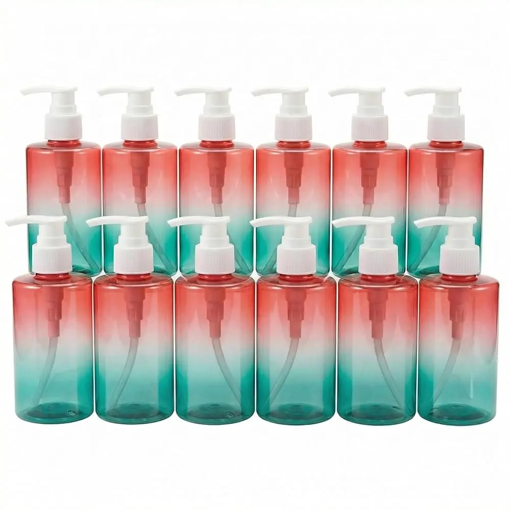 Gradient Color Pump Dispenser Bottle Set 200ml/6.8oz Empty Clear Plastic Refillable Containers for Body Wash Hand Soap & Dish Soap