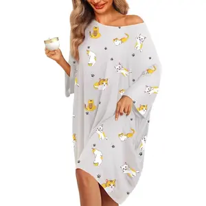 2026 New Women's Short Sleeve Nightgown With Pockets Soft Breathable Casual Loungewear  Sleep Dress Street Style For Daily Wear Sleep Vacation
