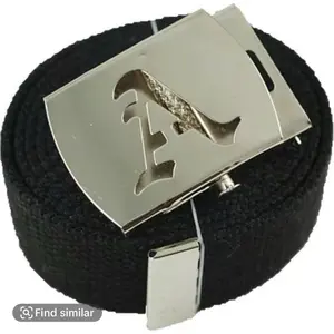Initial Buckle with Belt - Personalized Accessory for Men and Women, Black Color, Military Canvas Design, Adjustable Buckle