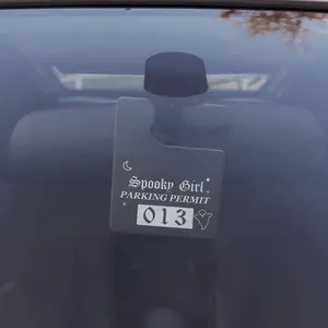 BabeDriven Spooky Girl 013 Parking Permit Air Freshener - Black Midnight Ice, Double Sided, Thick Hangtag with Long Lasting Scent