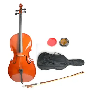 4/4 Retro Style Cello Complete Kit with Case Bow & Rosin Maple Spruce Top Basswood Materials for Beginners Ideal for Students with Padded Carrying Bag