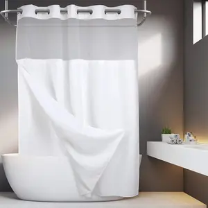 Waffle Pattern Shower Curtain, 1 Count Double-Layer Waterproof Shower Curtain, Removable Shower Curtain with Snaps, Bathroom Accessory & Supplies, Bathroom Restroom Decoration Accessories