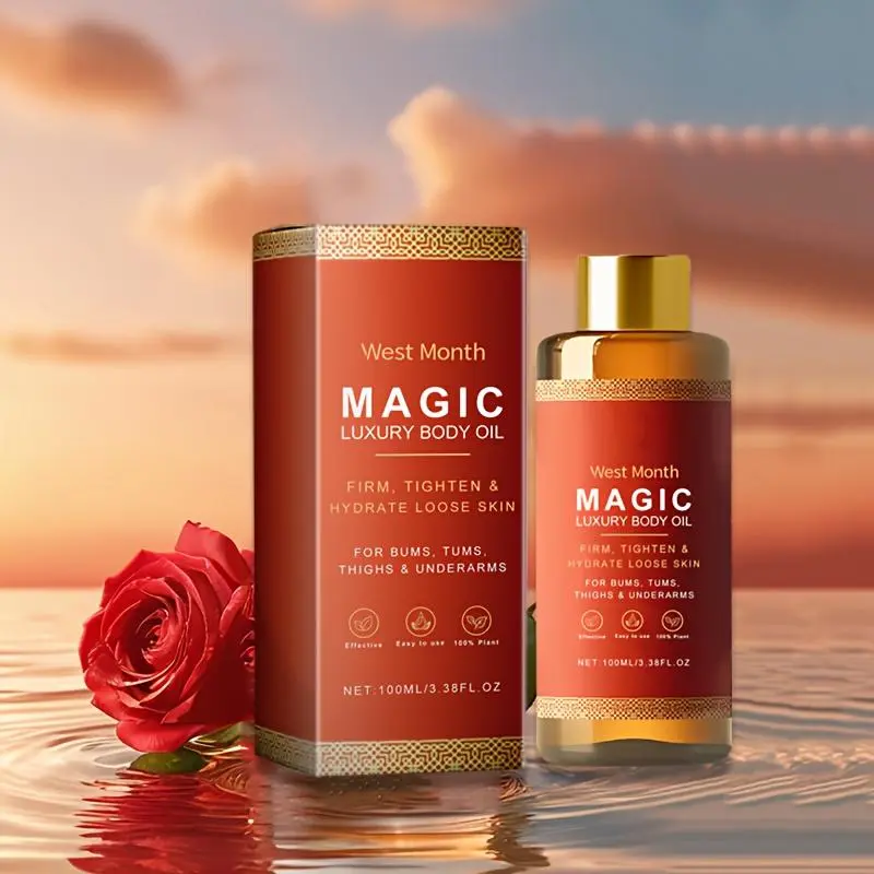 West Month Magic Rosehip Seed Body Oil, Moisturizing Body Oils, Body Care - Hydrating, Moisturizing, Moisture & Firming, Rich in Rosehip Seed & Musk, Long-Lasting Scented Fragrance, Hypoallergenic, 100ml/3.38fl.oz