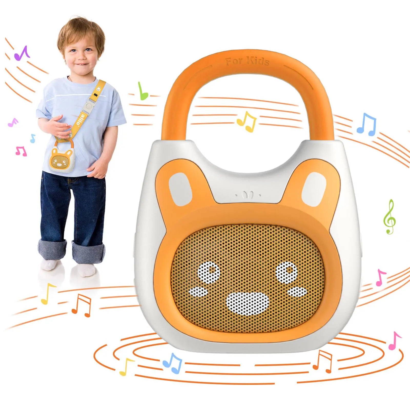 Alilo Pocket Bunny Portable Kids Music Player, Toys for Kids, Toddler Educational Bluetooth Speaker (1-5 Years) with 120+ Preloaded Stories, Music, Lullabies, White Noise, High Fidelity Sound, Strap & Ring Musical Light Up Rabbit