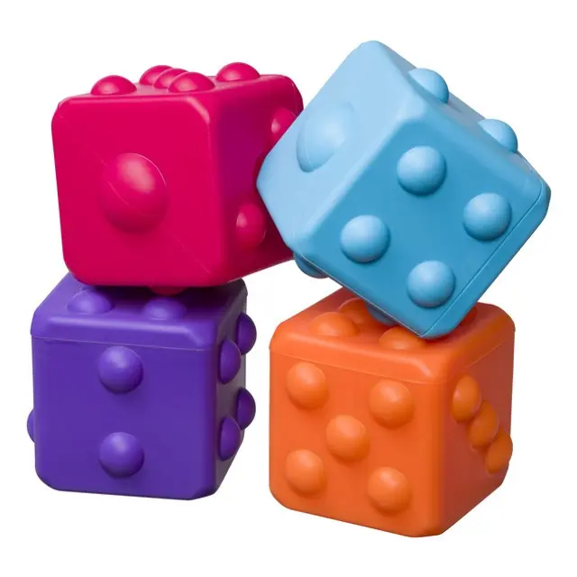 Toysmith Poppin’ Dice Sensory Fidget Toy - 1 Squishy, Colorful 2.36 in Assorted Dice Cube, Fidgeting Tool, Stress Reliever for Kids, Fun Classic Novelty Toy for Fine Motor Skills Development