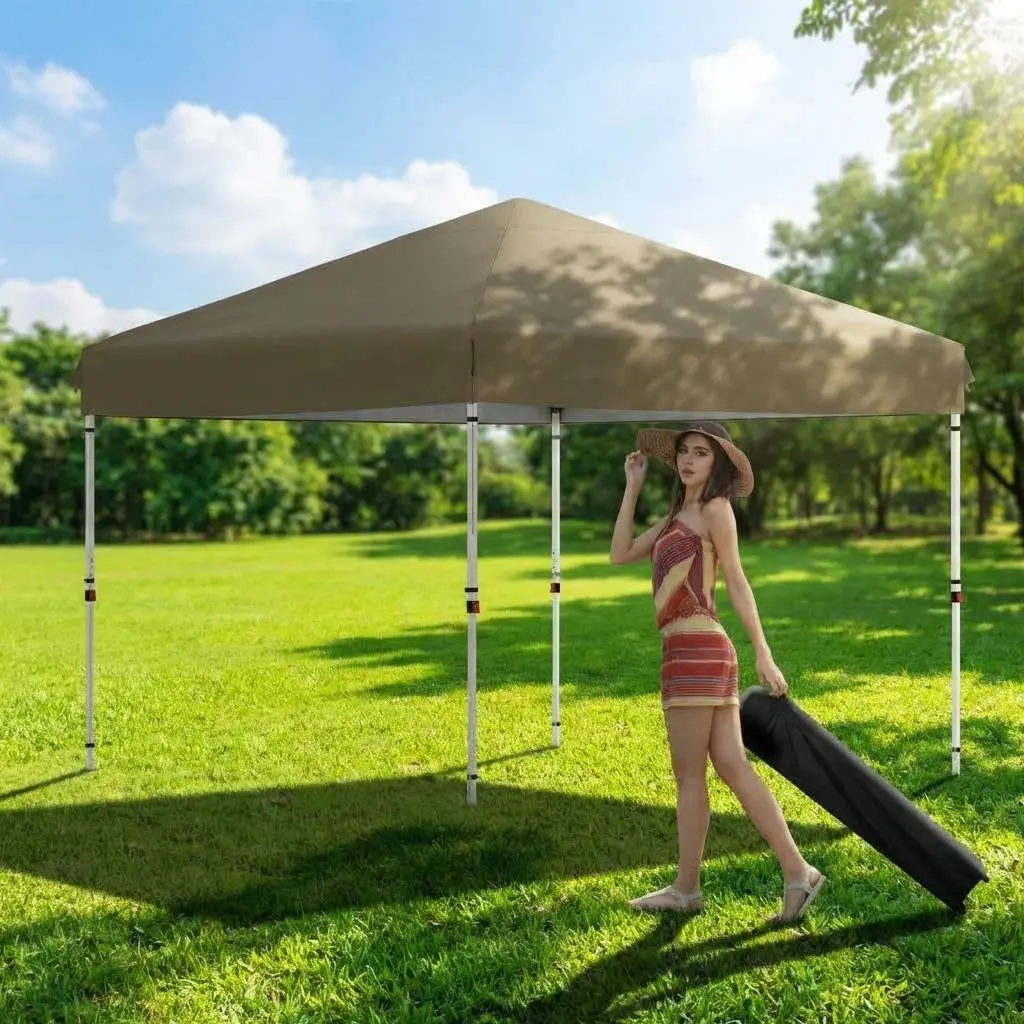 Heavy Duty Pop Up Canopy Tent 10x10/10x20 FT - 210D Oxford Fabric, Rust-Resistant Frame, 3 Adjustable Heights, Quick One-Button Setup, Includes Roller Bag, 4 Sandbags, Stakes & Guy Ropes, UV Protection for Outdoor, Beach, Party, Patio, Garden
