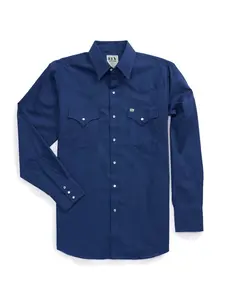 Men's Ely Cattleman Long Sleeve Solid Navy Western Shirt