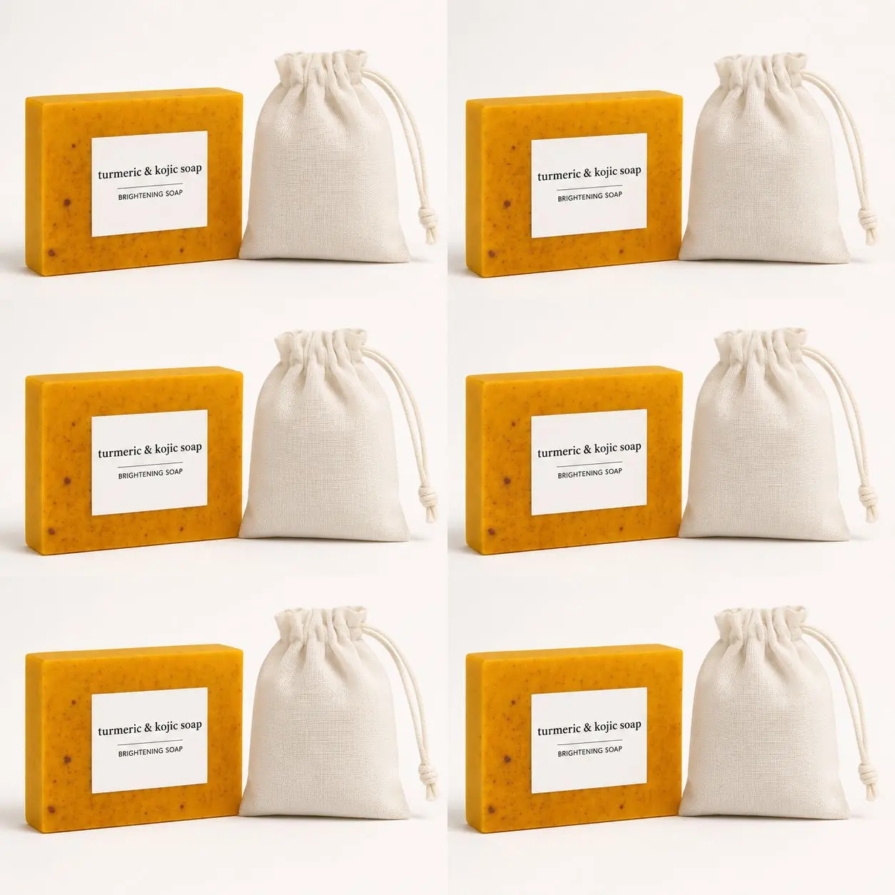 Belle Glow Beauty,Sets of 6 Pcs Turmeric-Kojic Soap, 3.53 oz Beauty & Personal Care Bath Cleanser