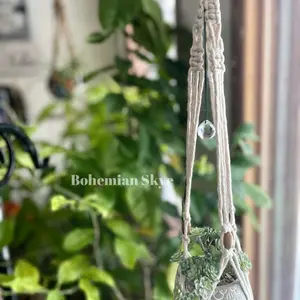 Macrame plant hanger with crystal, suncatcher, window decor, plant decor, Mother’s Day gift idea