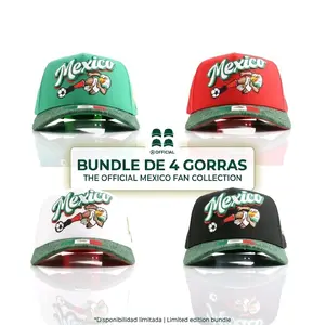 Mexico Bundle 4 Gorras Soccer Edition Colección Premium Ajustable Verde Rojo Blanco Negro Edición Limitada