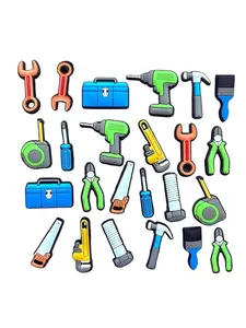 24 Piece Tool Shoe Decor Set, Shoe Charms, Cartoon Wrench Drill Bit Toolbox Shoes Accessories, Fun Accessory, Waterproof PVC Slippers for Men Women Kids, Practical Gift, Decoration