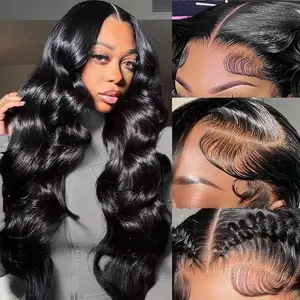 Cynosure Glueless 280% Density Body Wave Wig With Drawstring Pre Cut Pre Plucked Pre Bleached 13x6 HD Lace Frontal Human Hair Wig